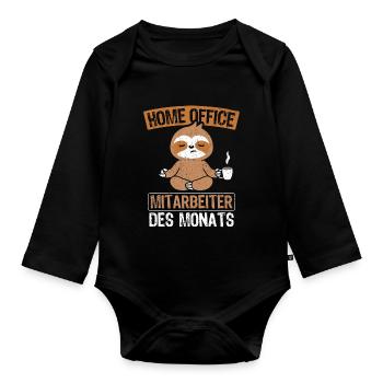 Home Office Mitarbeiter des Monats Spruch Homeoffi - Baby Bio-Langarm-Body - Schwarz - Vorne