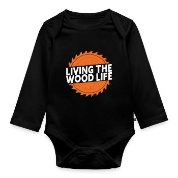 Das Holz Leben Holzhauer Holzarbeit Holzarbeiter - Baby Bio-Langarm-Body - Schwarz - Vorne