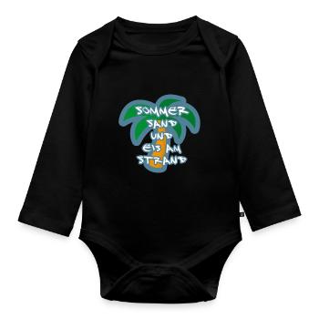 Sommer Sand Strand Palme - Baby Bio-Langarm-Body - Schwarz - Vorne