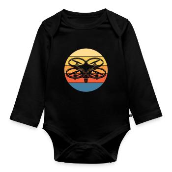 Drone Drone Pilot Drone Operator Quadcopter - Organic Longsleeve Baby Bodysuit - black - Front