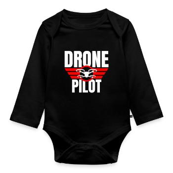 Drone Drone Pilote Drone Opérateur Quadcopter - Body Bébé bio manches longues - noir - Devant