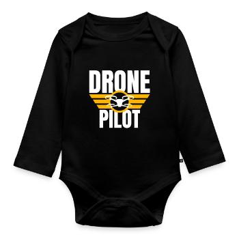 Drone Drone Pilot Drone Operator Quadcopter - Organic Longsleeve Baby Bodysuit - black - Front