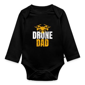 Drone Dad Drone Pilote Opérateur de Drone - Body Bébé bio manches longues - noir - Devant