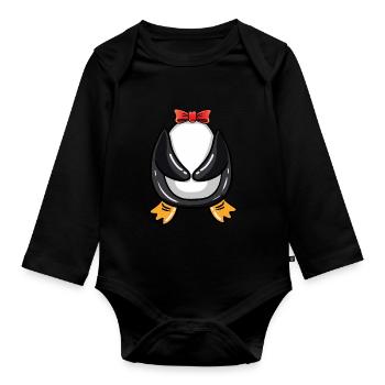 Costume de pingouin Halloween - Body Bébé bio manches longues - noir - Devant