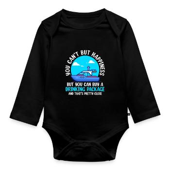 You Cant Buy Happiness But A Drinking Package - Organic Longsleeve Baby Bodysuit - black - Front