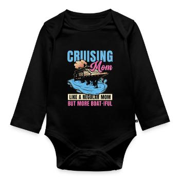 Kreuzfahrt Mom like A Normal Mom But Boat-iful - Baby Bio-Langarm-Body - Schwarz - Vorne
