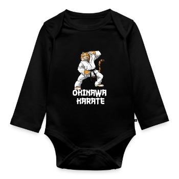 Karate Tiger Okinawa - Karate Japanische - Baby Bio-Langarm-Body - Schwarz - Vorne