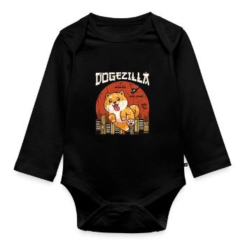 Dogezilla much big very scare wow - puppy - Organic Longsleeve Baby Bodysuit - black - Front