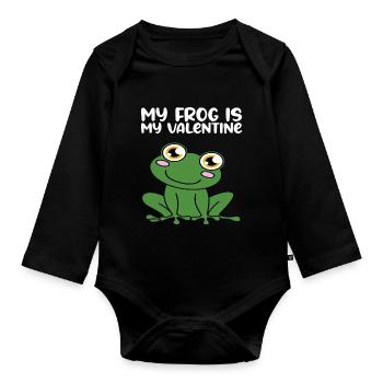 Ma grenouille est ma préférée - Body Bébé bio manches longues - noir - Devant
