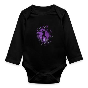 Dancer Pose Color Splash - Organic Longsleeve Baby Bodysuit - black - Front
