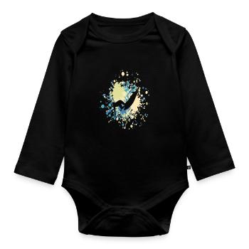 Surfer sur la grande éclaboussure de couleur - Body Bébé bio manches longues - noir - Devant
