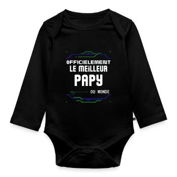 Le Meilleur Papy Cadeau Pour Grand Père ou Papi - Organic Longsleeve Baby Bodysuit - black - Front