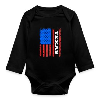 Texas Usa flags gift - Organic Longsleeve Baby Bodysuit - black - Front