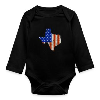 Texas Home Usa drapeau cadeau - Body Bébé bio manches longues - noir - Devant