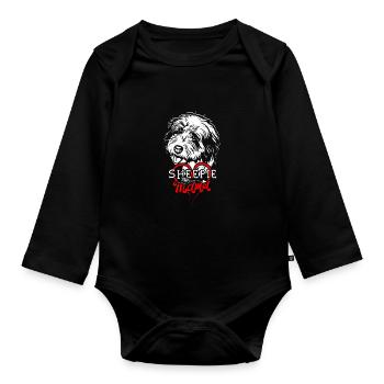 Sheepie Mama - chien de berger anglais - Body Bébé bio manches longues - noir - Devant