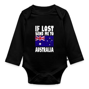 Australia Flag Saying - Organic Longsleeve Baby Bodysuit - black - Front