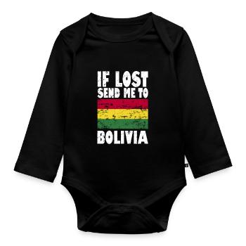 Drapeau de la Bolivie - Body Bébé bio manches longues - noir - Devant