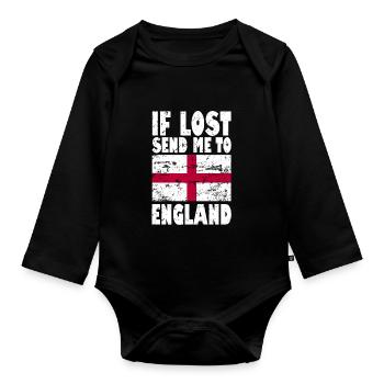 England Flag Saying - Organic Longsleeve Baby Bodysuit - black - Front