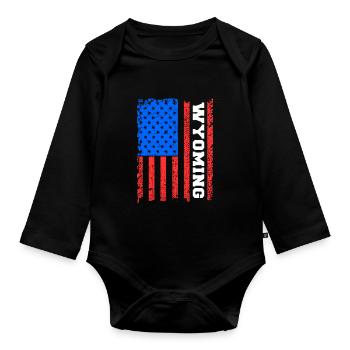 Wyoming Usa flag gift - Organic Longsleeve Baby Bodysuit - black - Front