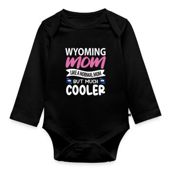 Wyoming wife gift - Organic Longsleeve Baby Bodysuit - black - Front