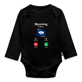 Travel Wyoming Gift - Organic Longsleeve Baby Bodysuit - black - Front