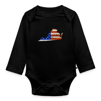 Virginia Home Usa drapeau cadeau - Body Bébé bio manches longues - noir - Devant