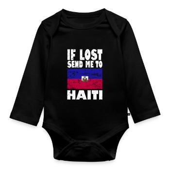 Slogan du drapeau d’Haïti - Body Bébé bio manches longues - noir - Devant