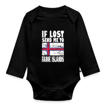 Färöer Flagge Spruch - Baby Bio-Langarm-Body - Schwarz - Vorne
