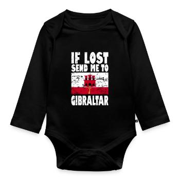 Gibraltar Flagge Spruch - Baby Bio-Langarm-Body - Schwarz - Vorne