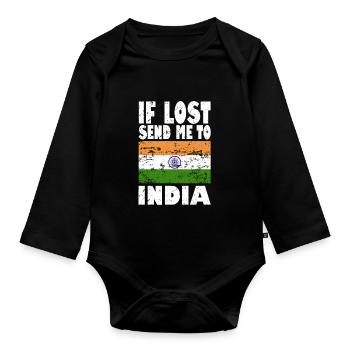 Drapeau de l’Inde - Body Bébé bio manches longues - noir - Devant