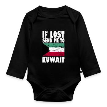 Kuwait Flagge Spruch - Baby Bio-Langarm-Body - Schwarz - Vorne