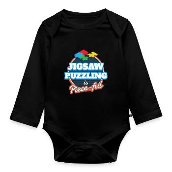 Jigsaw Puzzling Puzzles - Organic Longsleeve Baby Bodysuit - black - Front