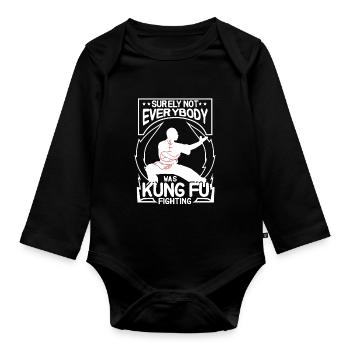 Not Everybody Was Doing Kung Fu - Organic Longsleeve Baby Bodysuit - black - Front