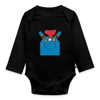 Lustiges Bauernkostüm - Baby Bio-Langarm-Body - Schwarz - Vorne