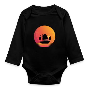 Chinese junk - Organic Longsleeve Baby Bodysuit - black - Front