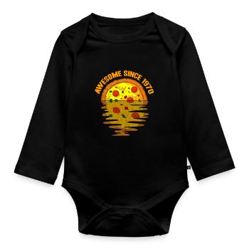 Awesome since 1970 Pizza 52. Geburtstag Geschenk - Baby Bio-Langarm-Body - Schwarz - Vorne