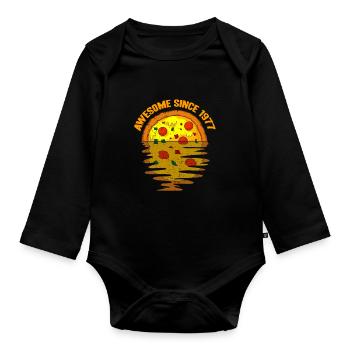 Awesome since 1977 Pizza 45. Geburtstag Geschenk - Baby Bio-Langarm-Body - Schwarz - Vorne