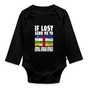 Central African Republic Flag Saying - Organic Longsleeve Baby Bodysuit - black - Front