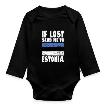 Estonia Flag Saying - Organic Longsleeve Baby Bodysuit - black - Front