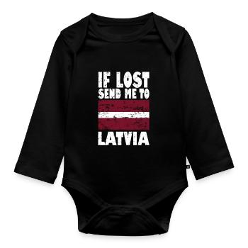 Lettland Flagge Spruch - Baby Bio-Langarm-Body - Schwarz - Vorne