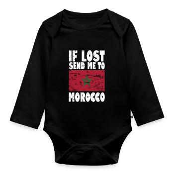 Drapeau du Maroc - Body Bébé bio manches longues - noir - Devant