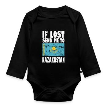Drapeau du Kazakhstan - Body Bébé bio manches longues - noir - Devant