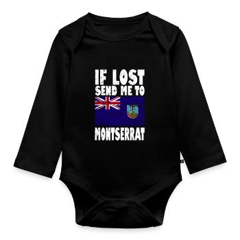Montserrat Flag Saying - Organic Longsleeve Baby Bodysuit - black - Front