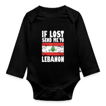Libanon Flagge Spruch - Baby Bio-Langarm-Body - Schwarz - Vorne