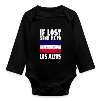 Los Altos Flag Saying - Organic Longsleeve Baby Bodysuit - black - Front