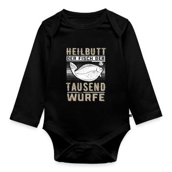 Heilbutt der Fisch der tausend Würfe Angelfreunde - Baby Bio-Langarm-Body - Schwarz - Vorne