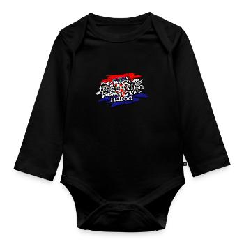 Balkan Kroatien Spruch Flagge stolz - Balkan - Baby Bio-Langarm-Body - Schwarz - Vorne
