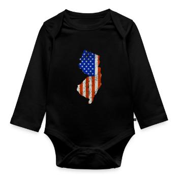 New jersey Home Usa flag gift - Organic Longsleeve Baby Bodysuit - black - Front