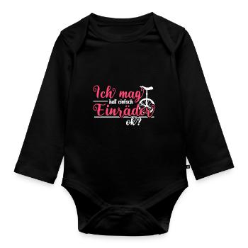 Ich mag halt einfach Einräder - Baby Bio-Langarm-Body - Schwarz - Vorne