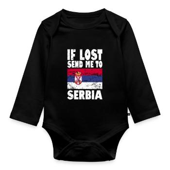 Slogan du drapeau de la Serbie - Body Bébé bio manches longues - noir - Devant